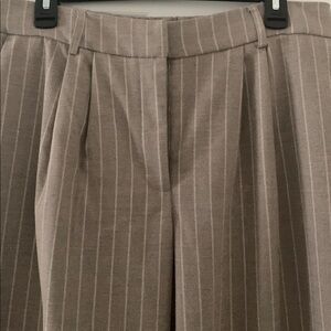Rachel Zoe tan pinstripe wide leg trousers size 12.